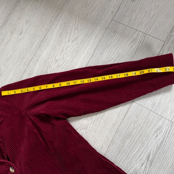Vintage NOS 90s ~ Double Breasted Maroon Corduroy Jacket w Quilted Lining ~ wm L - Picture 8 of 9